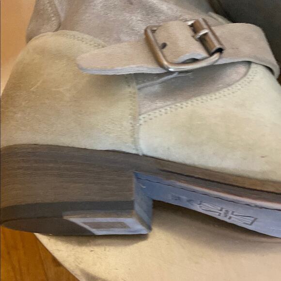 Pantanetti Leather Cowboy Boots Ankle Cream Iridescent Heeled Buckle Italian - Picture 10 of 16